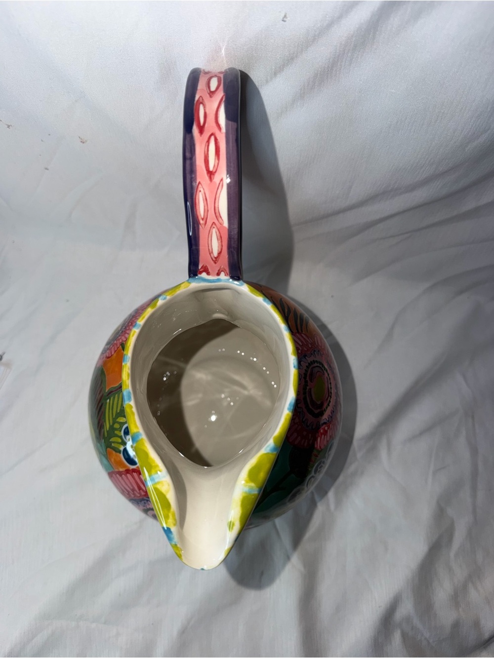 Vibrant Anthropologie "Amazon Dreams" Stoneware Pitcher - Picture 5 of 10
